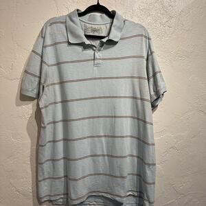 Roundtree & Yorke Casuals Size XL Polo Light Blue Taupe Striped 100% Cotton